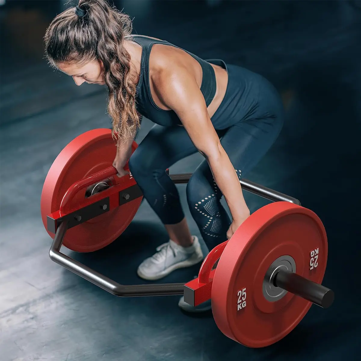 142x70x13,8cm Barra Hexagonal para Musculação Aço Carbono 7,8kg com Capacidade 200kg – Barra de Levantamento Terra para Agachamento, Encolher Ombros, Flexões e Exercícios de Força – Trap Bar com Pegada Confortável