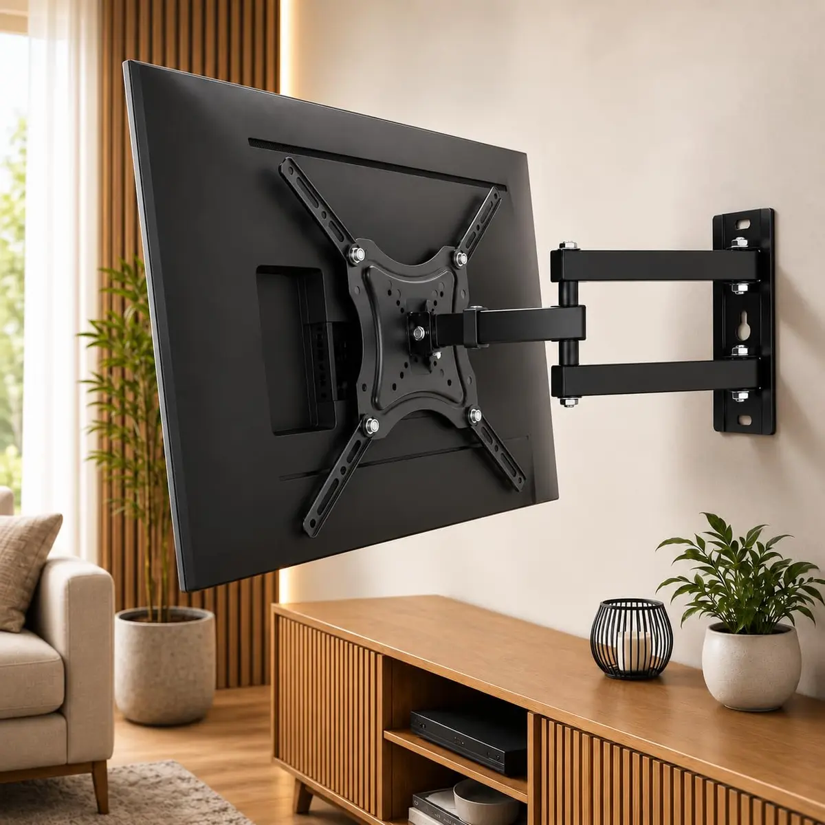 Suporte Tri Articulado para TV 14 a 55 Polegadas Universal | Braço Ajustável e Inclinável Multi-Ângulo | Suporte de Parede para TV LED, Oled e Smart TV | Kit Completo de Instalação - 1