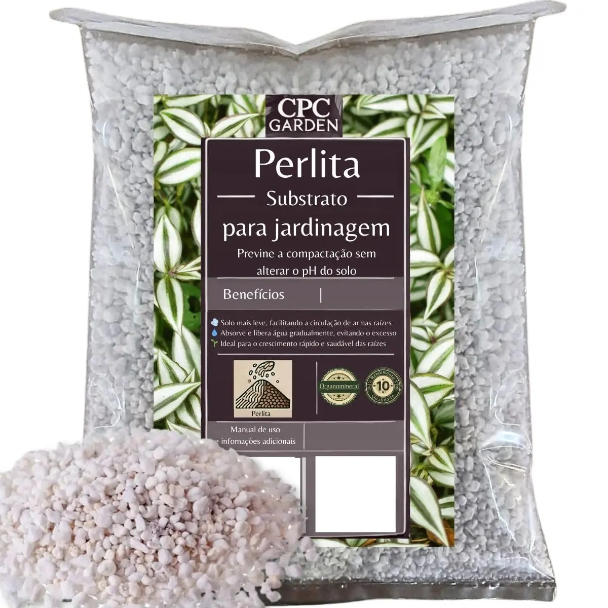 Perlita expandida grossa premium para substrato CPC Garden 1 Litro