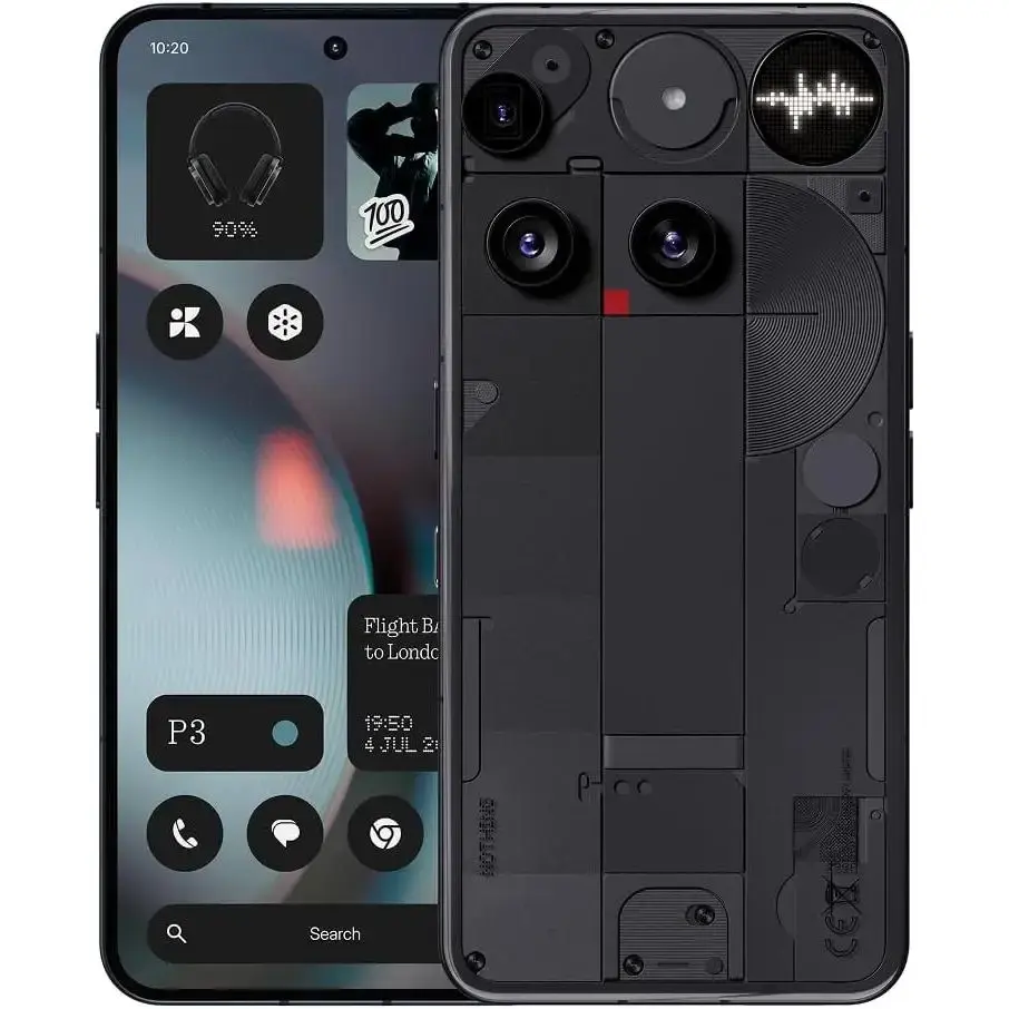 Telefone – Nothing Phone (3) 5G, versão global, interface Glyph com 489 LEDs, câmara tripla de 50 MP com teleobjetiva 3X, ecrã AMOLED de 120 Hz e 4500 nits, bateria de 5150mAh, Nothing OS 4, IP68