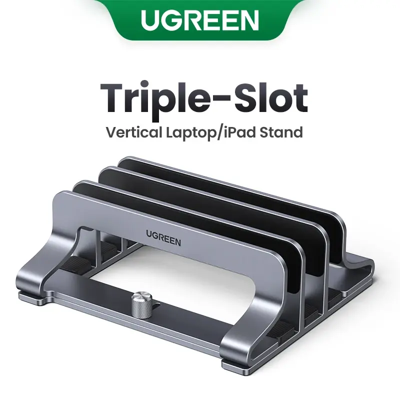 UGREEN-Suporte Vertical Laptop, Suporte Notebook Alumínio, MacBook Air Pro, Tablet, iPad, suporte do telefone, Slots triplos