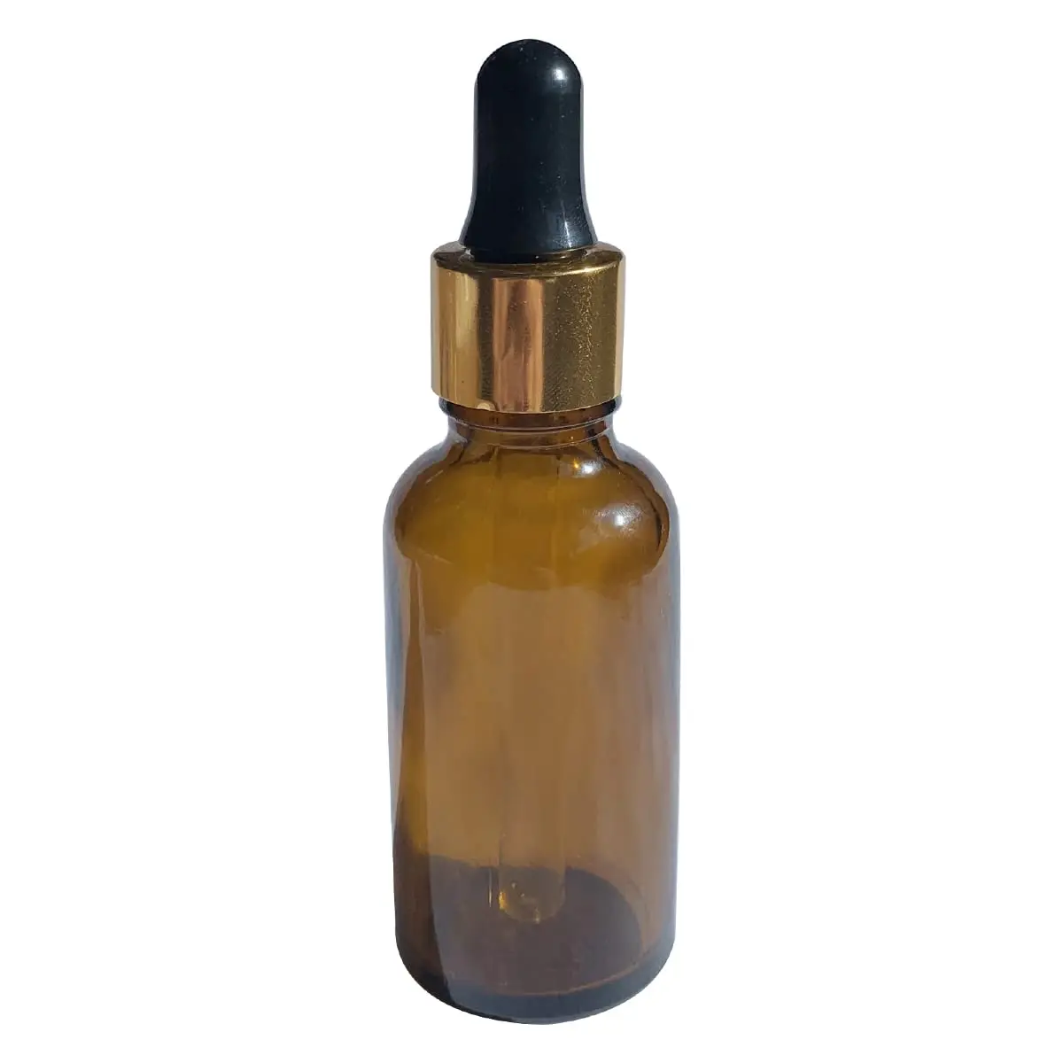 Frasco De Vidro Âmbar 30ml Conta Gotas Premium (10 Unid.) (Dourado C/Preto) - 1
