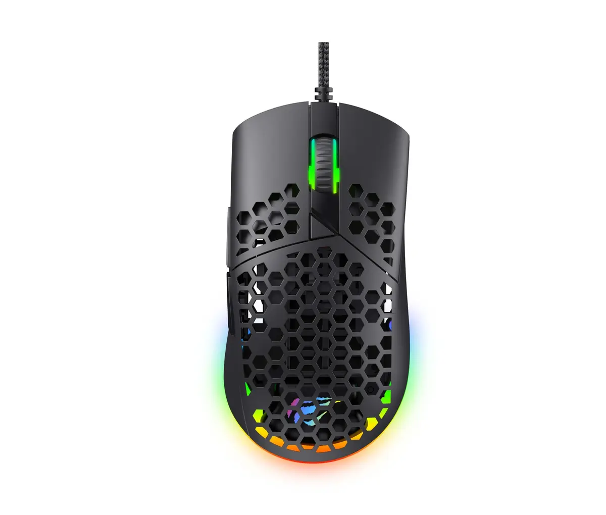 Havit Mouse Gamer MS1036 Iluminação RGB, Programação de Macros, 7 Botões, 1200-1600-2400-4800-6400-7200 DPI, USB, Redução de Peso Superior, Movimento Flexível - 1