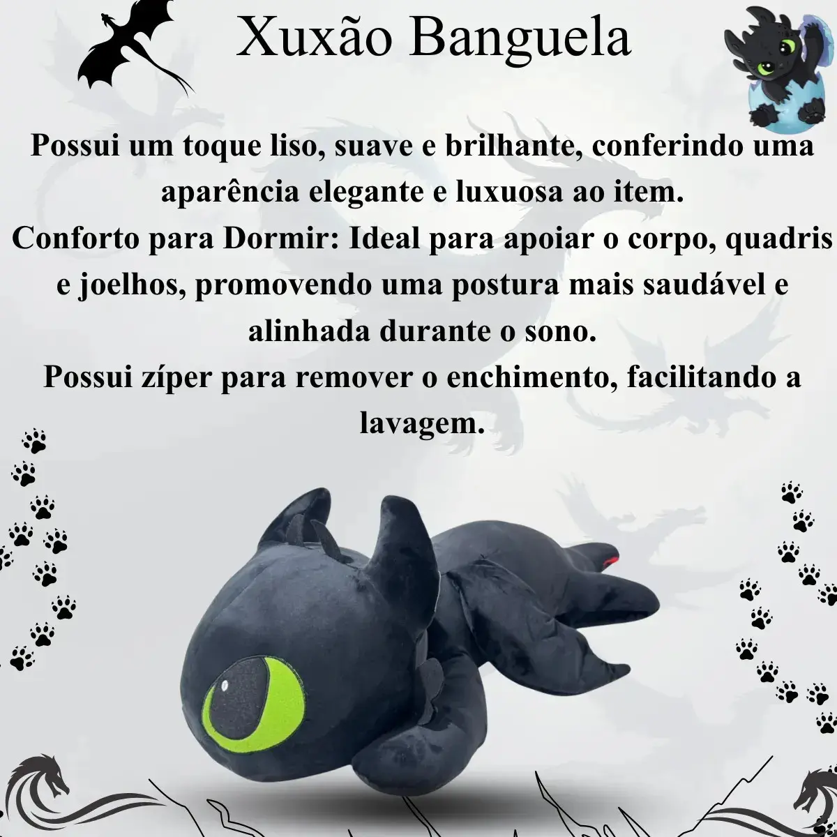 Xuxão Apoio Urso Banguela Fúria Da Noite Gigante 100cm Pelúcia Preto thumbnail 9
