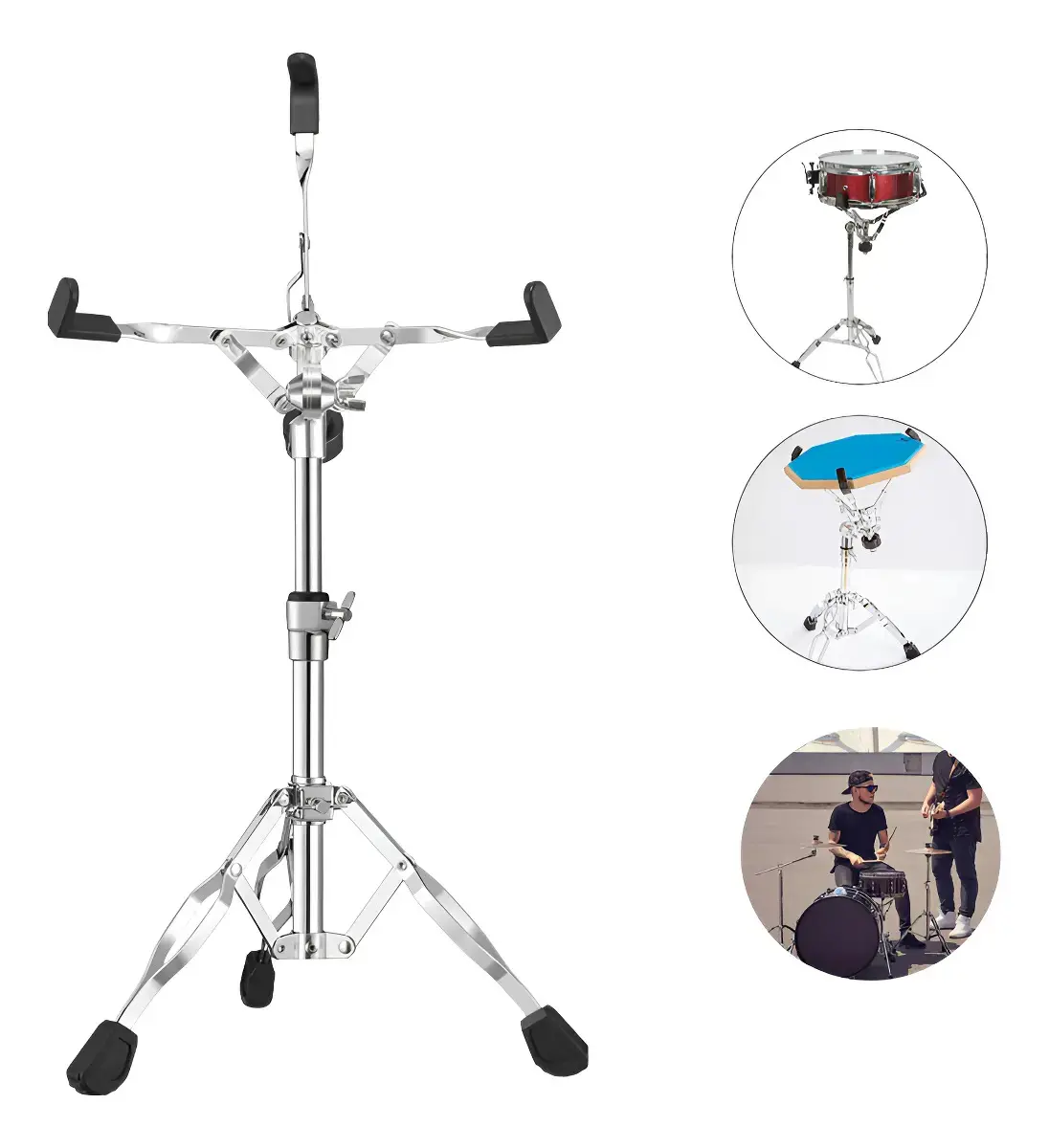 Suporte Estante Reforçada Para Caixa De Bateria 220 New Cromada Baterista Premium Marca Dc Music - 1