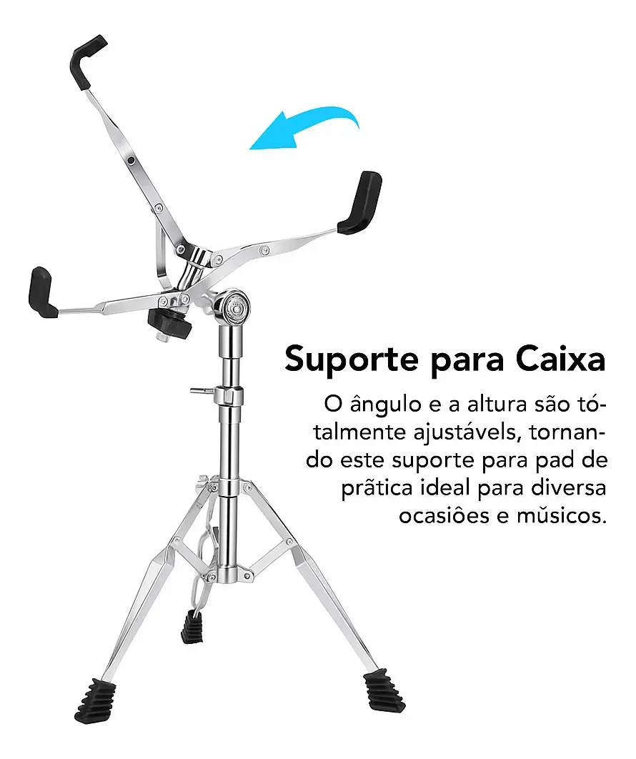 Suporte Estante Reforçada Para Caixa De Bateria 220 New Cromada Baterista Premium Marca Dc Music thumbnail 2
