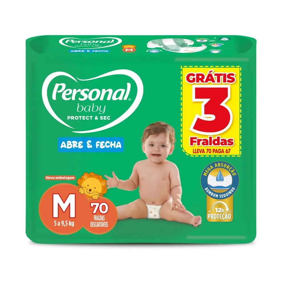 Personal Fralda Protect E Sec M Hiper, 70 Unidades - 1