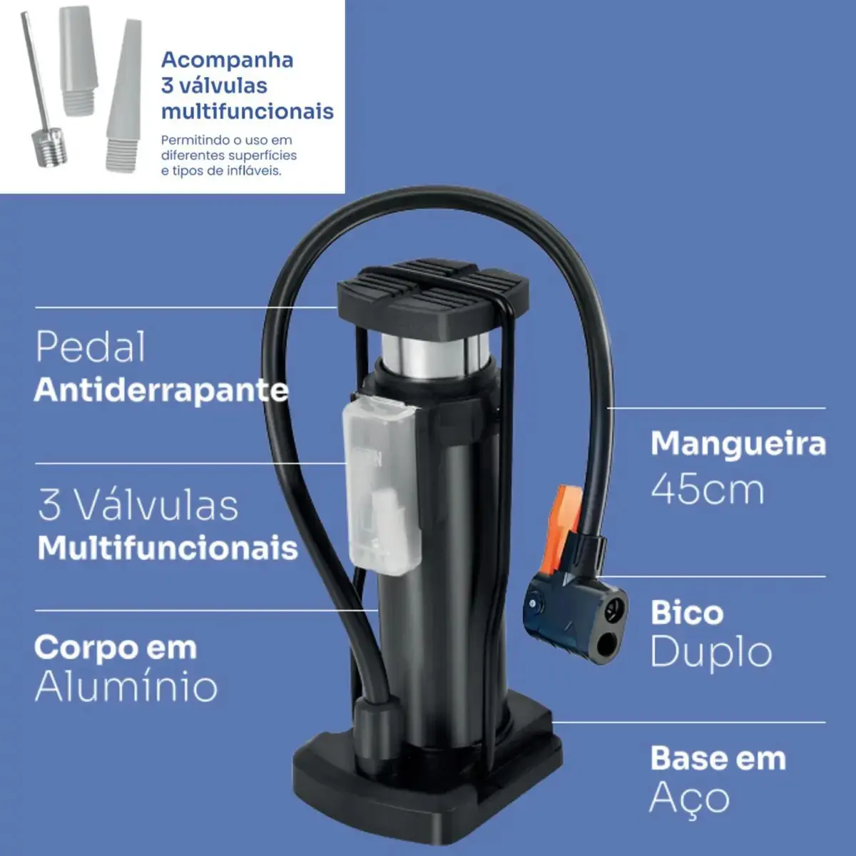 Bomba De Ar Encher Manual Pneus Bicicleta Carro Moto Bola Colchão 160 Psi Variall thumbnail 4