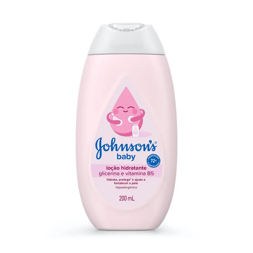 Loção Hidratante Corporal Johnson's Baby, 200ml | Para Todo o Corpo, Rosa Claro