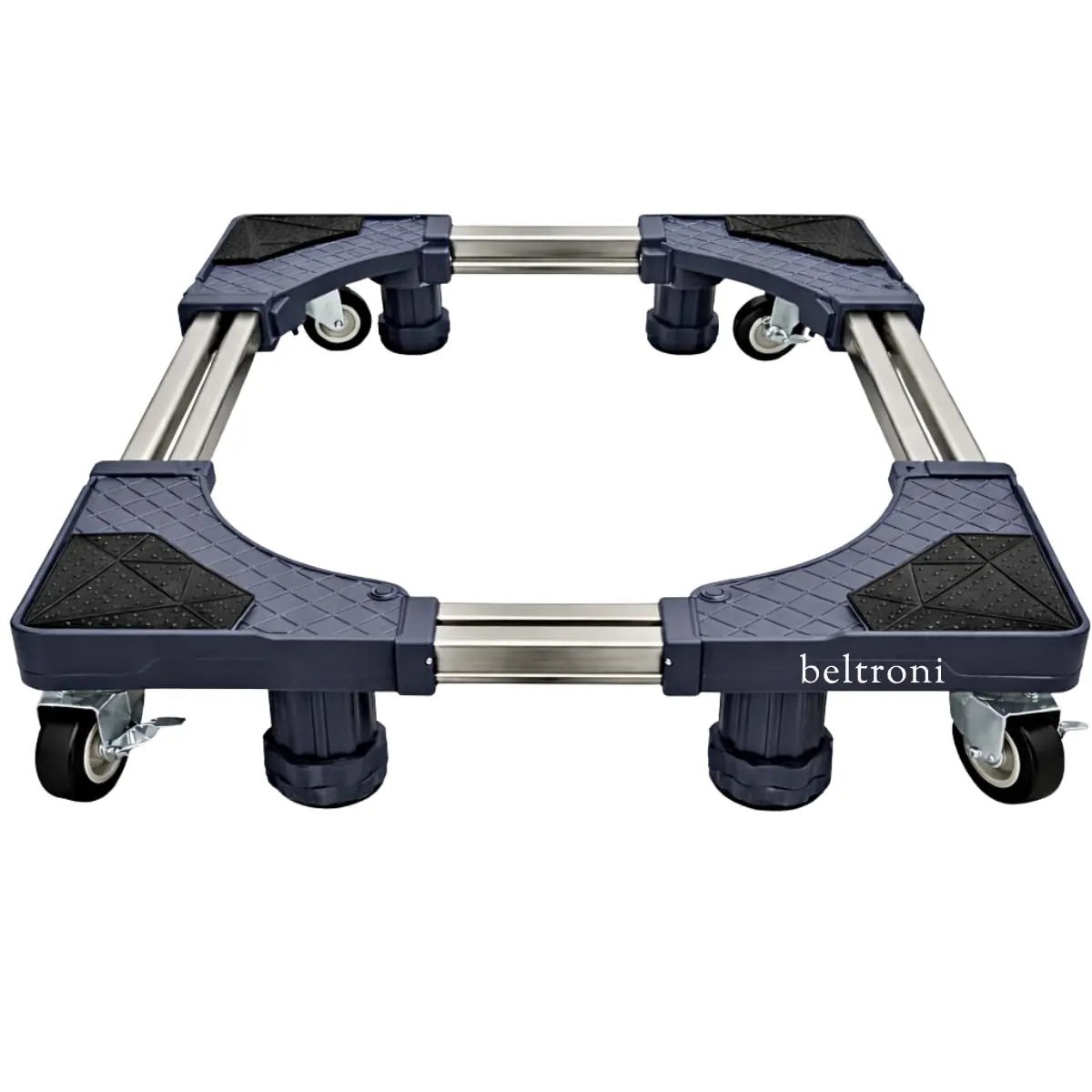 Suporte Ajustável Com Rodinhas Suporta 150kg Reforçado Premium Para Geladeira Fogão Máquina de lavar (CINZA)