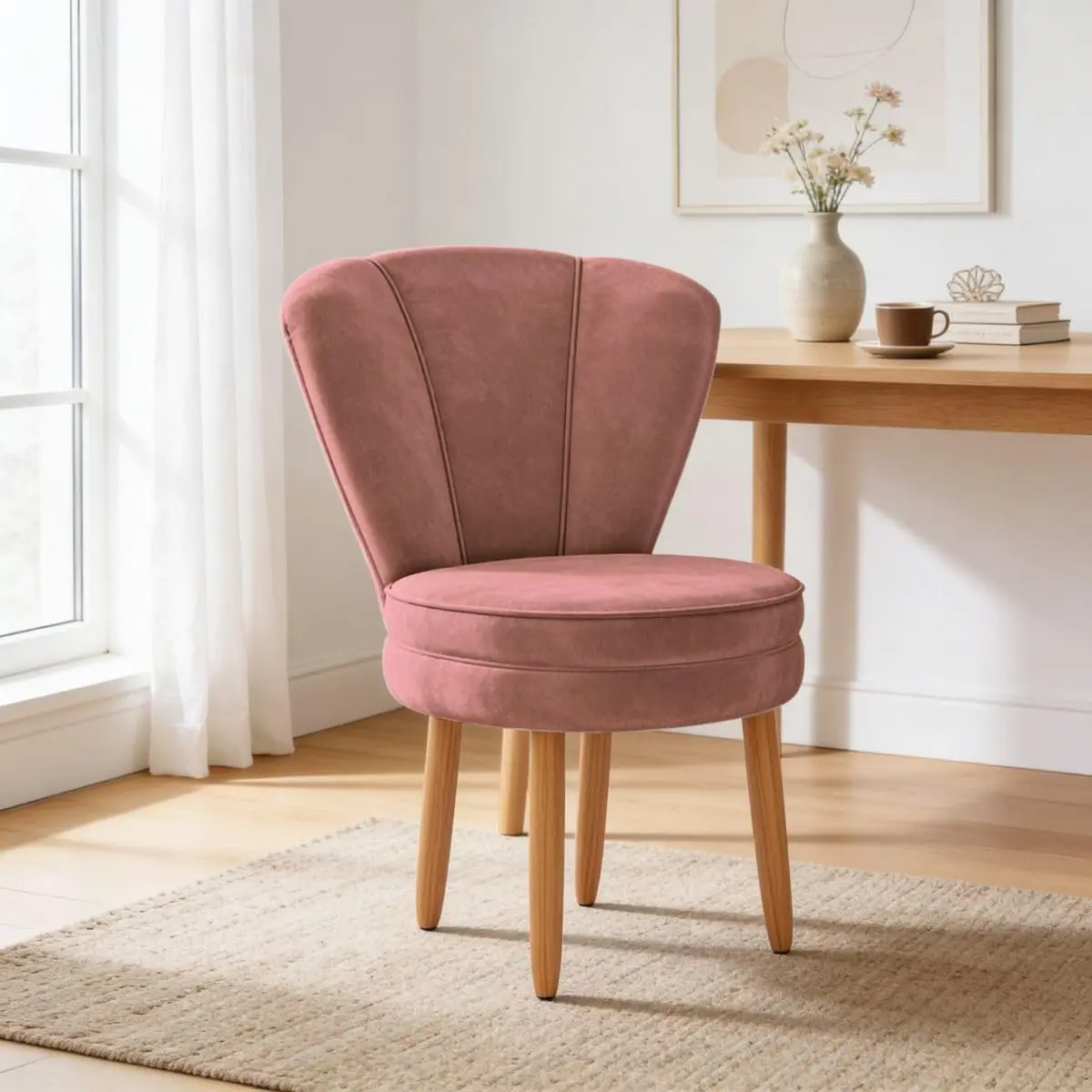Cadeira Poltrona para Recepção Tecido Veludo Decorativa MOBLAN decor (Rosa Escuro) - 1