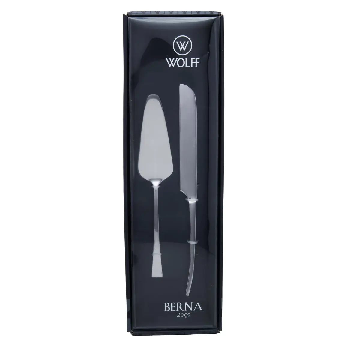 WOLFF - Conjunto 2 Peças para Bolo Berna Aço Inox - 1 Espátula 1 Faca - 1