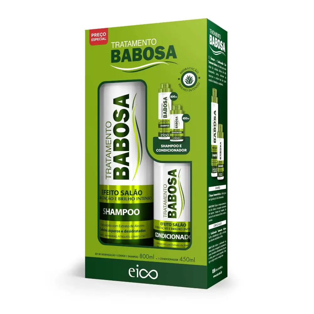 Eico Kit Babosa Shampoo 800ml + Condicionador 450ml