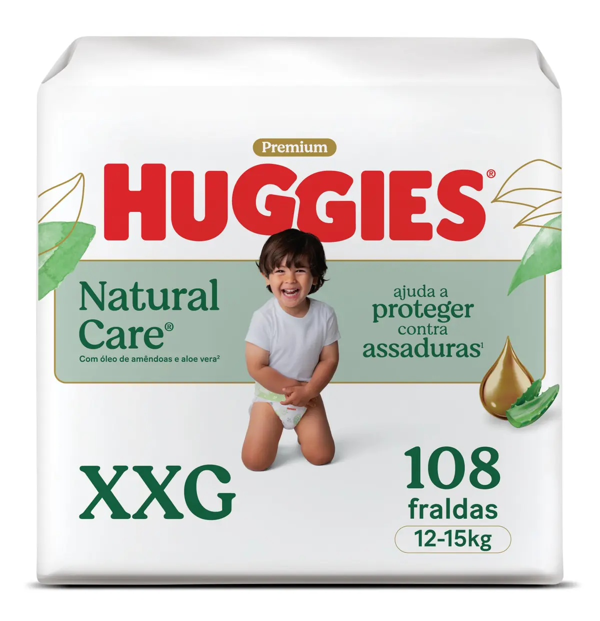 Huggies Fralda Descartável Premium Natural Care XXG - 108 Un