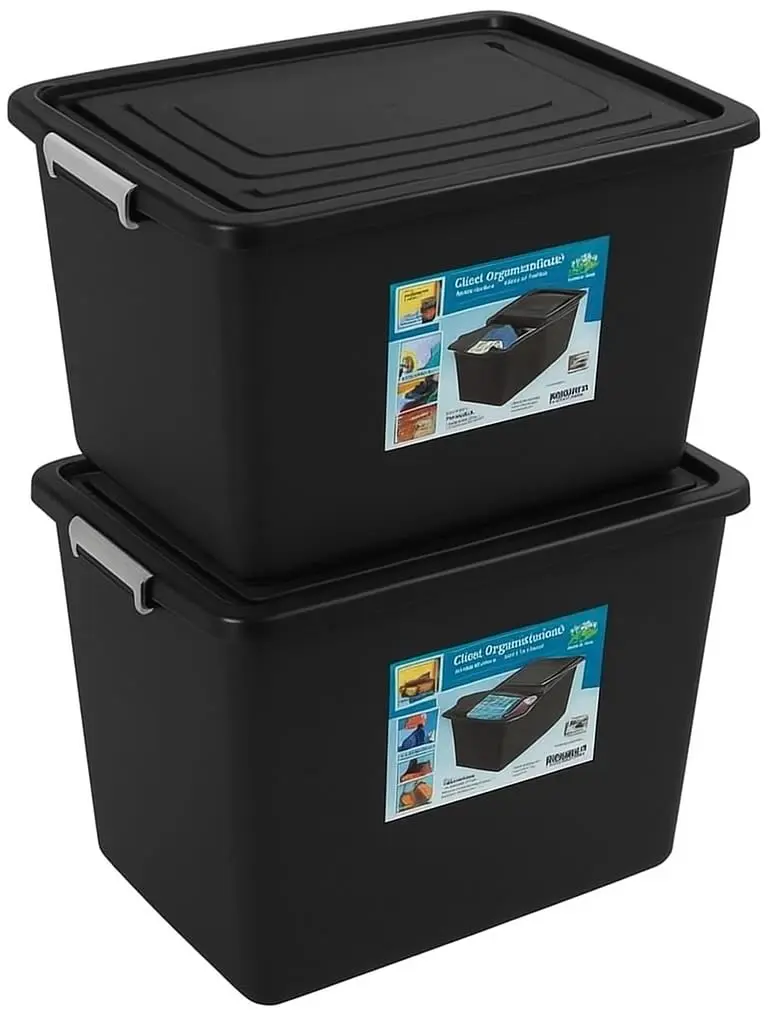 Kit 2 Caixa Organizadora 56 litros Tampa com Trava Empilhável Multiuso