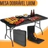 Mesa Dobrável 1,80m Portátil com Alça Preto Amadeirado Camping Praia - 1