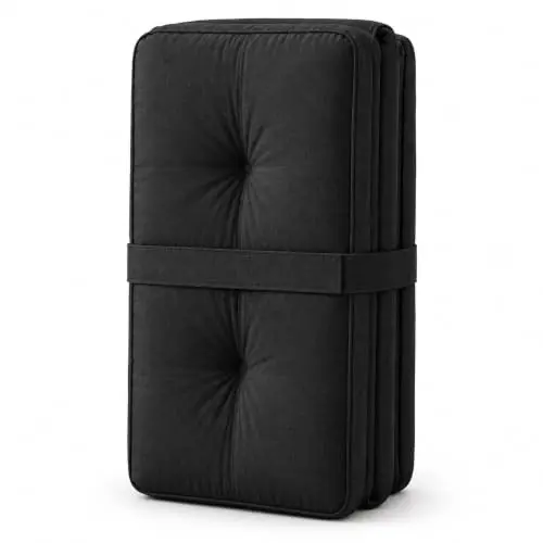 Futon Colchonete Dobrável Solteiro 170 x 60 x 9 cm em Tecido Oxford | Dobrável, com capa em tecido Oxford e enchimento de fibra de poliéster. Para descanso em ambientes internos.