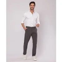 Calça Alfaiataria Masculina Microfibra Regulador de Fivela 11040 Cinza Chumbo Consciência - 1
