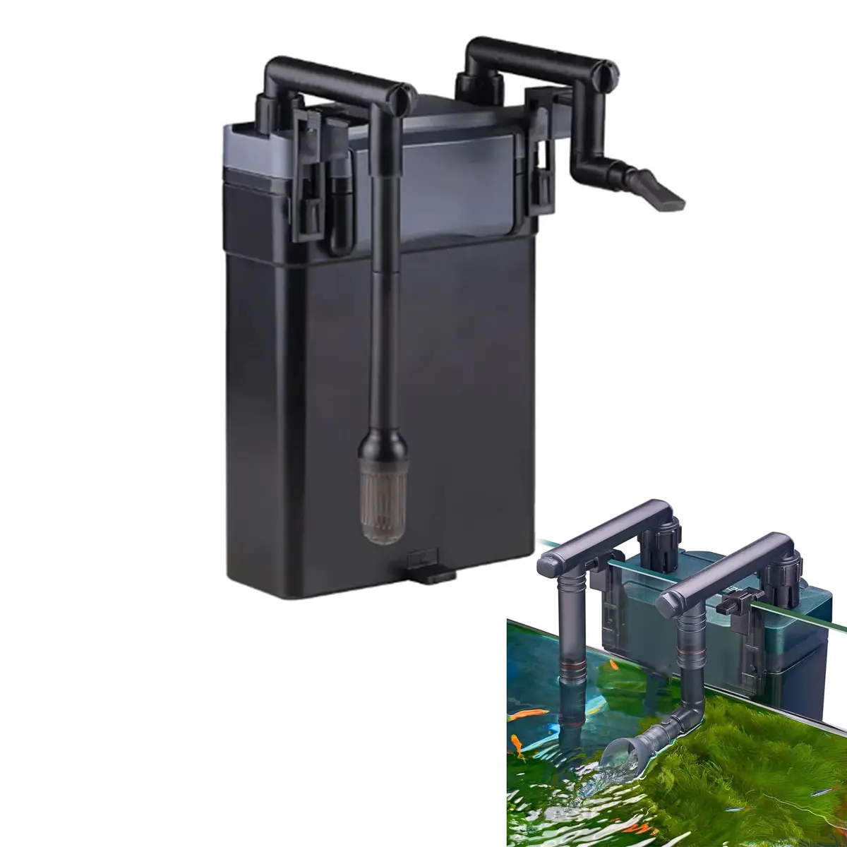 Filtro Externo Hang On para Aquário 500L/H – 6W Filtragem em Múltiplos Estágios, Baixo Consumo de Energia, Ideal para Aquários Pequenos (220V)