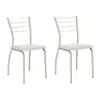 Conjunto 2 Cadeiras 1700 Tubo Prata Napa Branca Carraro - Branco - 1