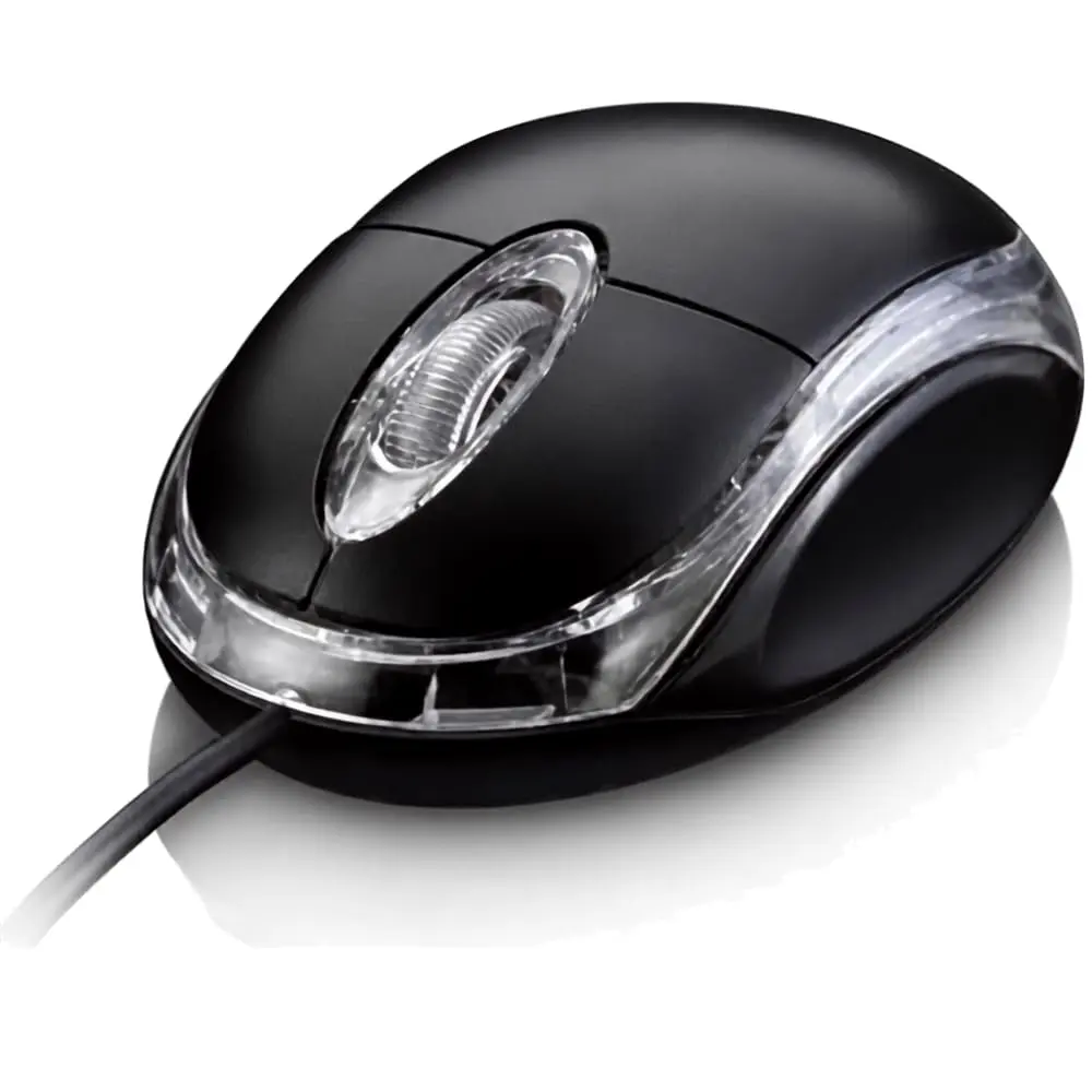 Mouse Óptico USB com Fio 1000 DPI Ambidestro Plug e Play Preto com Cabo 110cm para PC Notebook Escritório e Home Office Compatível com Windows