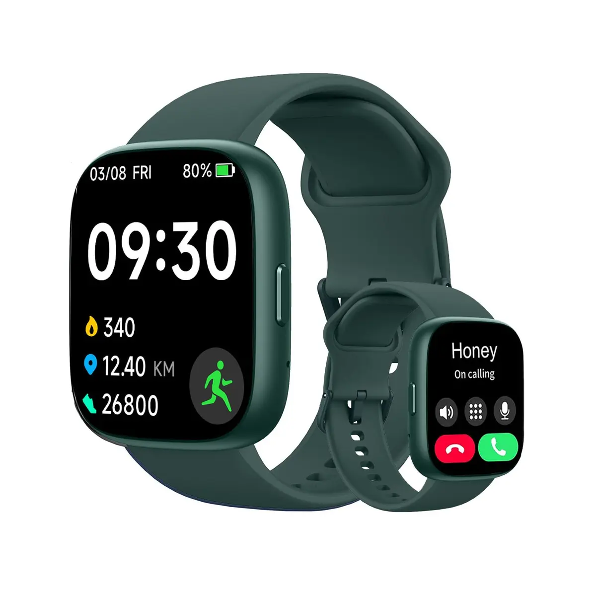 Bettdow SmartWatch Feminino 1.83" Full Touch, Assistente de voz Alexa, IP68 à Prova d'Água, Ligações Bluetooth, 100+ Modos Esportivos, Notificações Inteligentes, Compatível com iOS/Android (verde)