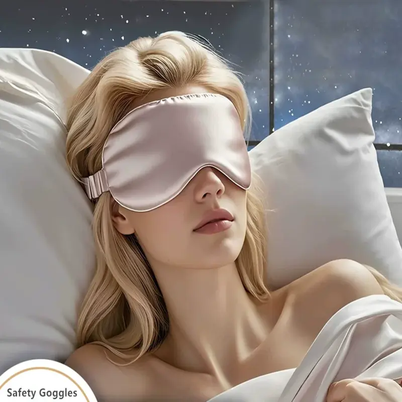 Máscara de Olhos de Seda Dupla Face para Dormir, Bloqueadora de Luz, Respirável, para Viagem, Protetora e de Segurança - 1