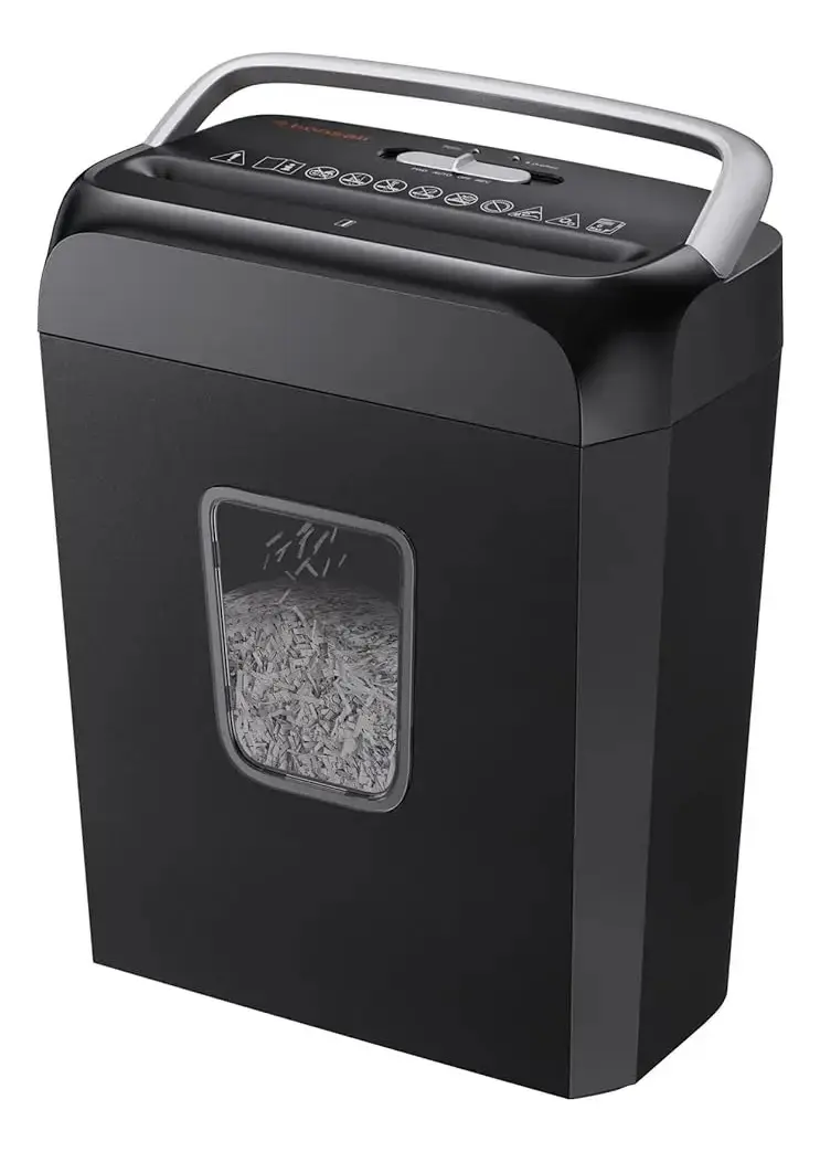 Triturador de papel de corte transversal Bonsaii de 6 folhas C237-b, cor preta