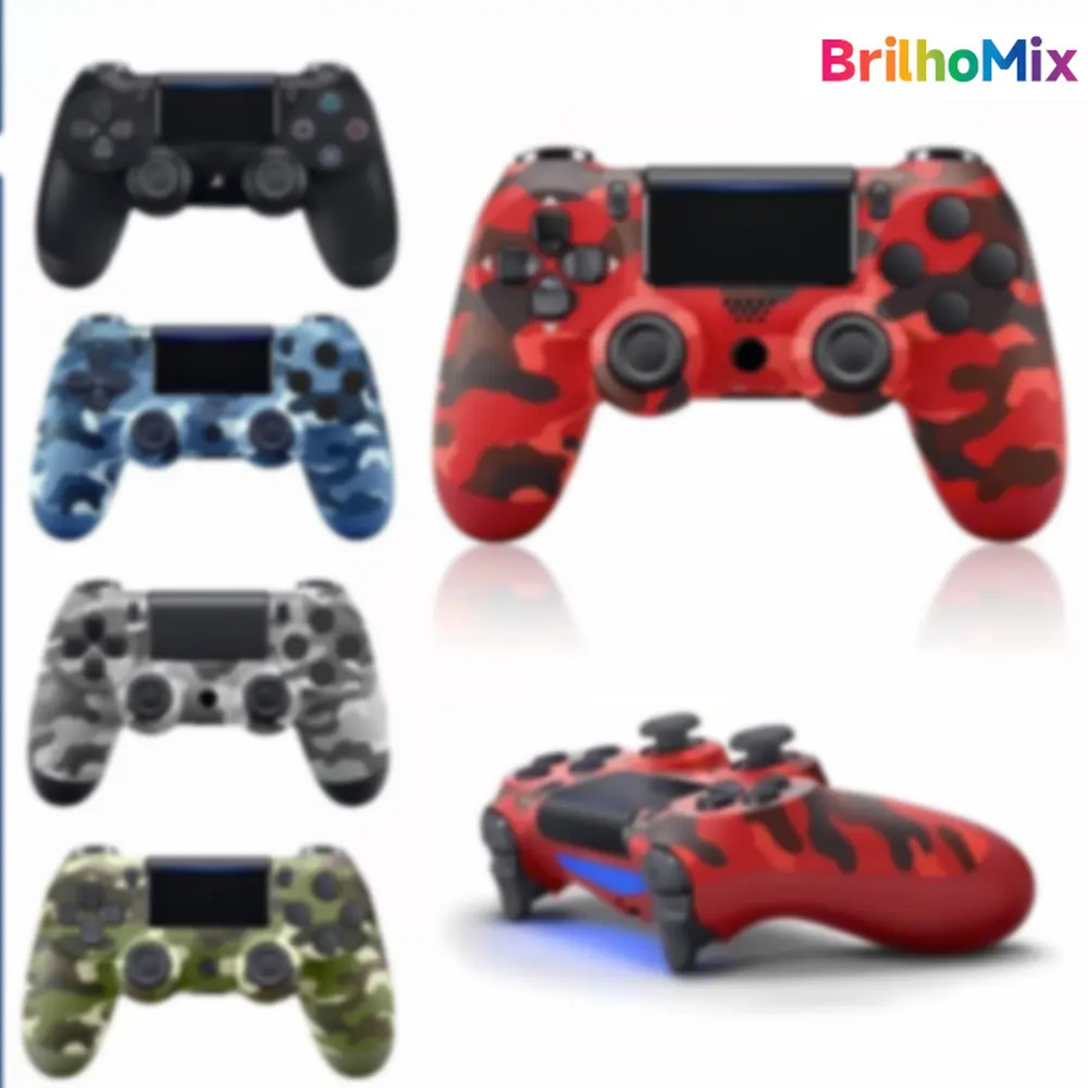 Controle Sem Fio Camuflado para PS4 com Cabo de Carregamento e Recursos Avançados