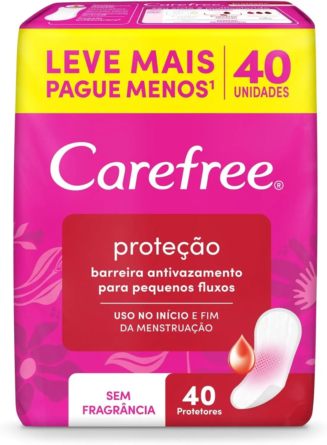 Protetor Diário Carefree, Sem Fragrância, 40 Unidades - 1