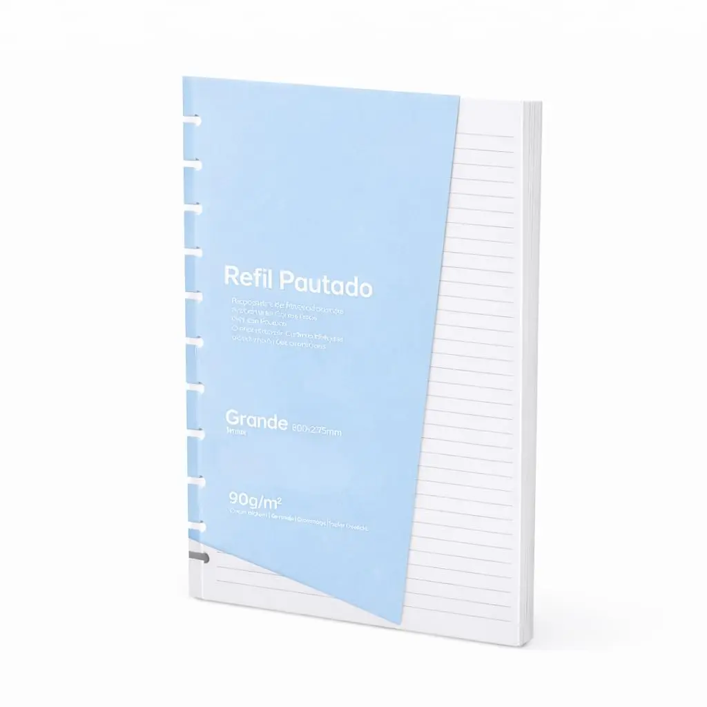 Refil Pautado 50 Folhas Compatível com Caderno Inteligente 11 Discos, A4, 90g/m², Grande 200x275mm