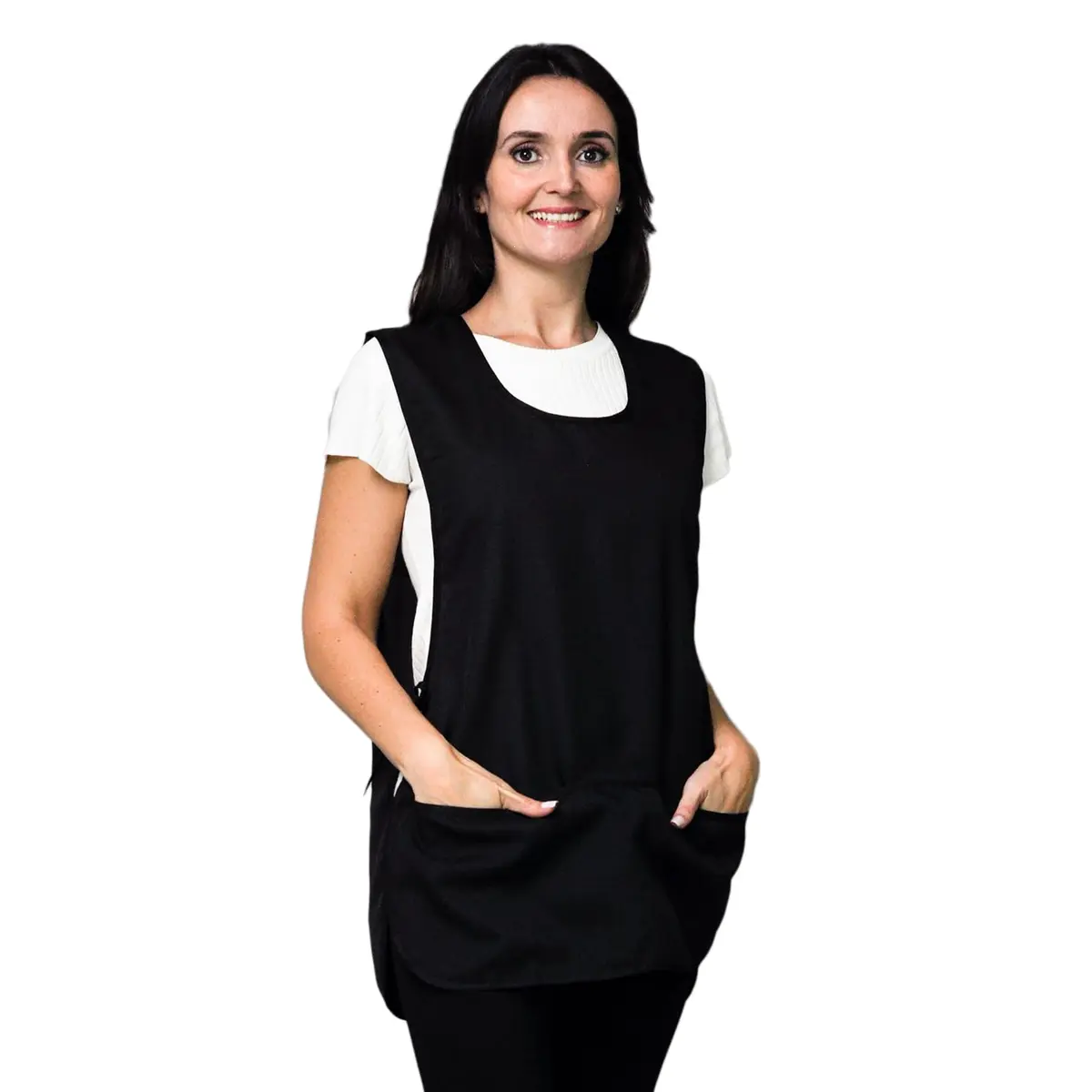 Avental Bata Oxford Liso Frente e Costa Com 2 Bolsos