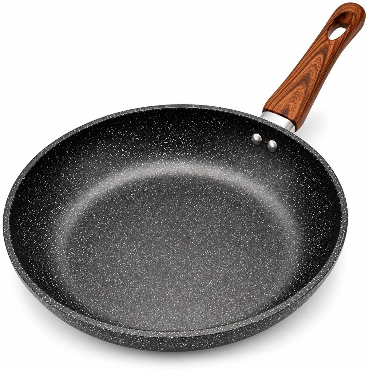 Frigideira Antiaderente Cerâmica Granito 24cm | Cabo de Madeira Indução Cooktop e Fogão a Gás Não Gruda Sem Óleo - 1