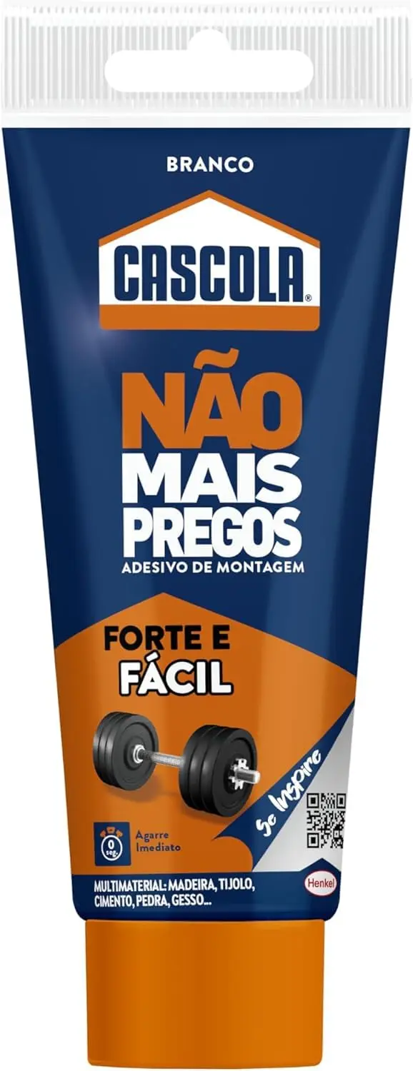 Cascola Não Mais Pregos, Adesivo de Montagem Extraforte, Branco, 1x85g | Sem Pregos ou Parafusos, Cola para Madeira e Cerâmica, Uso em Interiores, Sem Solvente, Sem Pistola de Cartucho