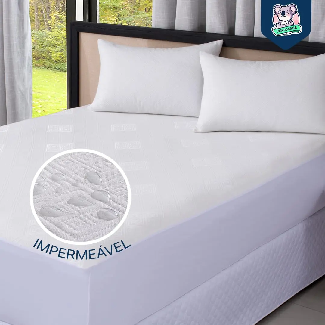 Protetor Impermeável para Colchão Premium - SUPER SILENCIOSO - Tecido Jacquard - 100% Impermeável Estilo Americano - Lateral em Malha - (Solteiro, Branco)