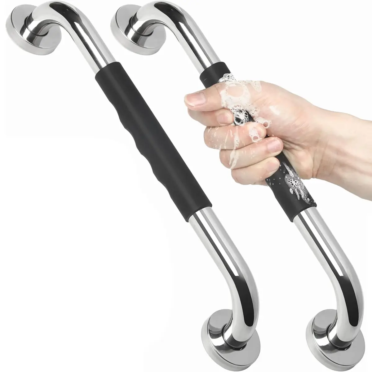Kit 2 Barras de Apoio para Banheiro 40cm em Aço Inox SUS304, Barra de Apoio para Idoso Antiderrapante, Suporte para Idoso até 230kg