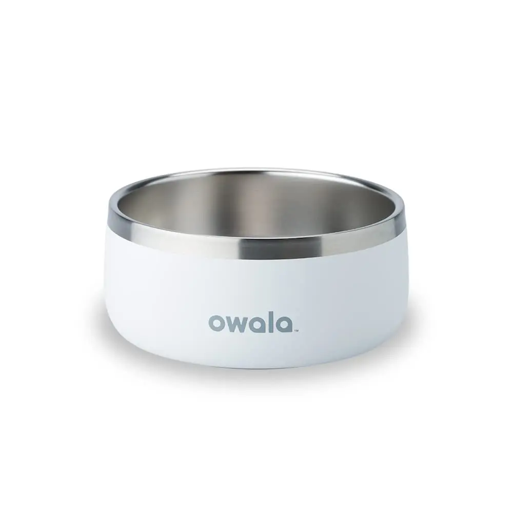 Owala Tigela para animais de estimação - Aço inoxidável durável, tigela de comida e água para cães, gatos e todos os animais de estimação, base antiderrapante, 680 g, branca (shy Marshmallow)