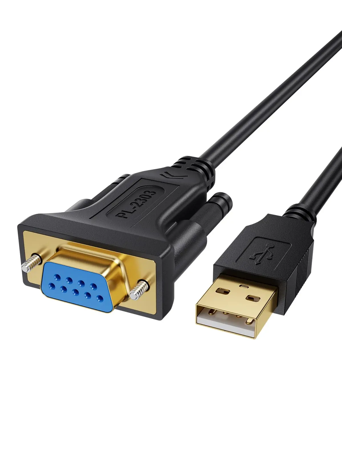 CableCreation Cabo USB para RS232 com chipset PL2303 de 2 metros | Conversor serial USB 2.0 para RS232 DB9 para caixa registradoras, modems, scanners, câmeras digitais, CNC, preto - 1