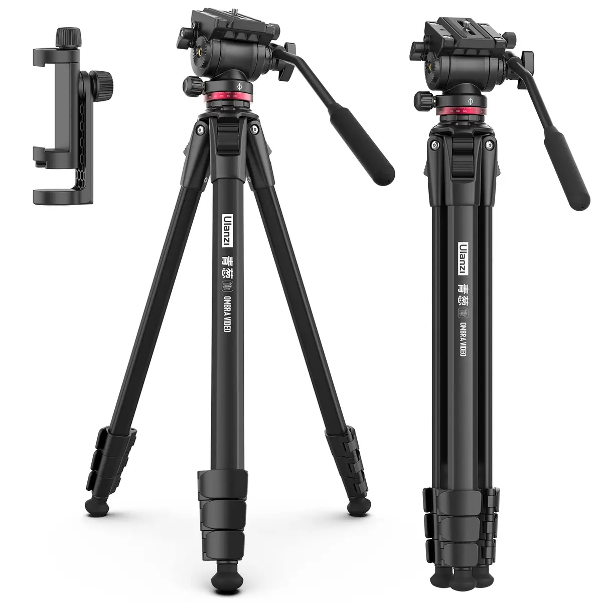 Tripé para Câmera ULANZI MT-56 Ombra, Alumínio, Preto, Carga 6kg, Altura 160cm, Compatível com DSLR e Filmadora - 1