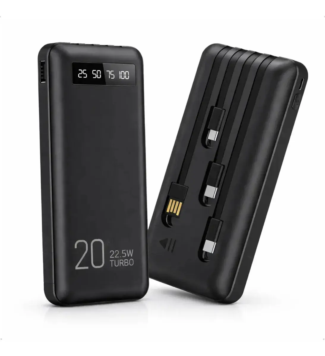 Power Bank 20000mah Carregador Portátil Turbo Rápido 22.5w Display Digital Preto