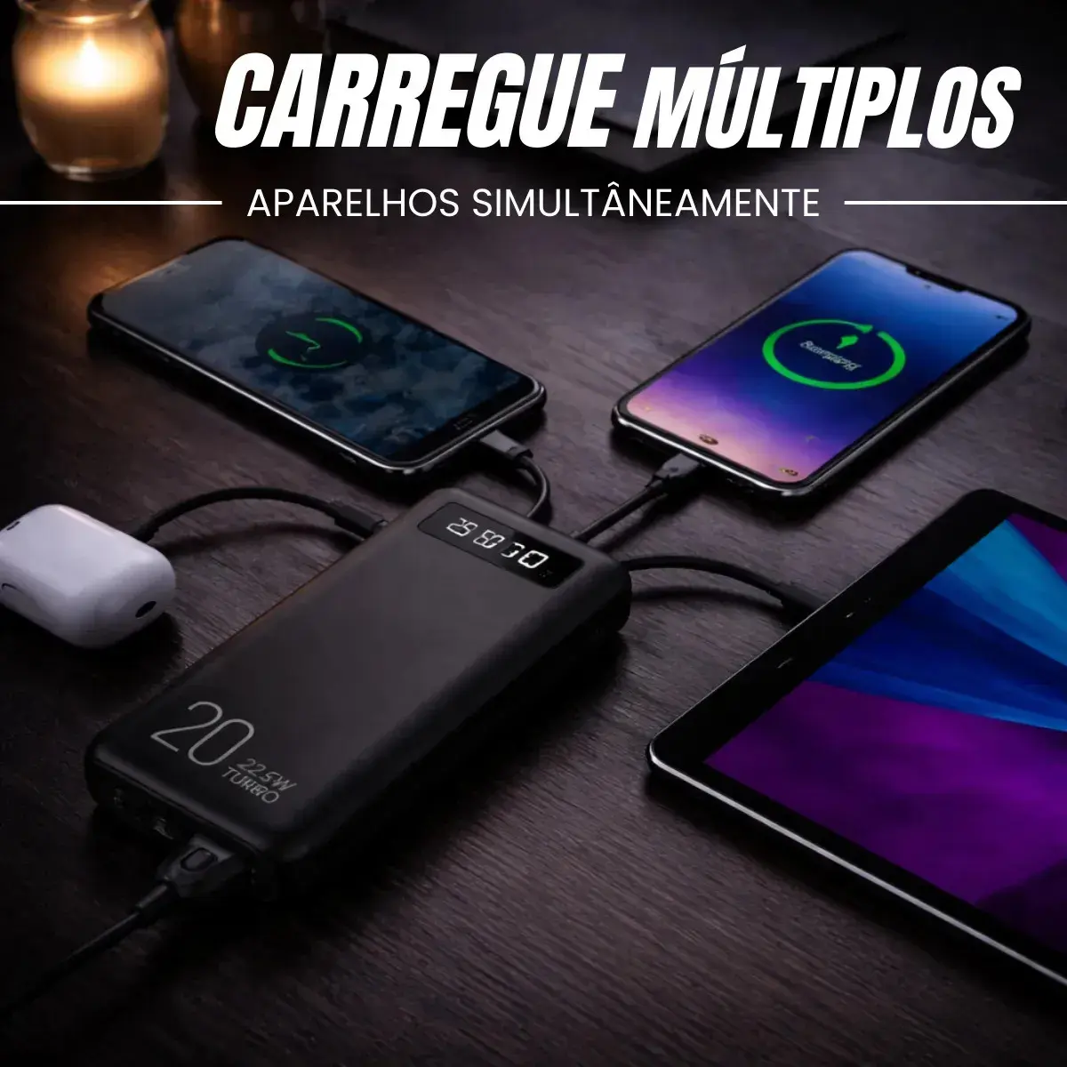 Power Bank 20000mah Carregador Portátil Turbo Rápido 22.5w Display Digital Preto thumbnail 6