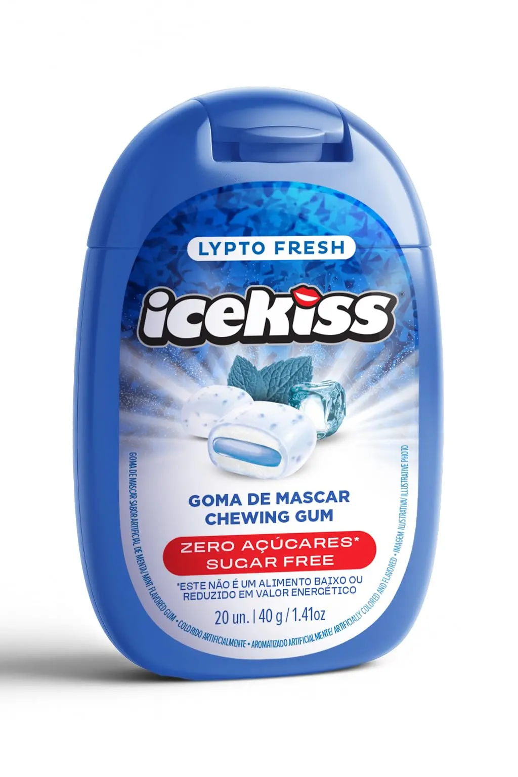 IceKiss Goma de Mascar Zero Açúcares, Recheio Líquido, 40g (LYPTO FRESH)