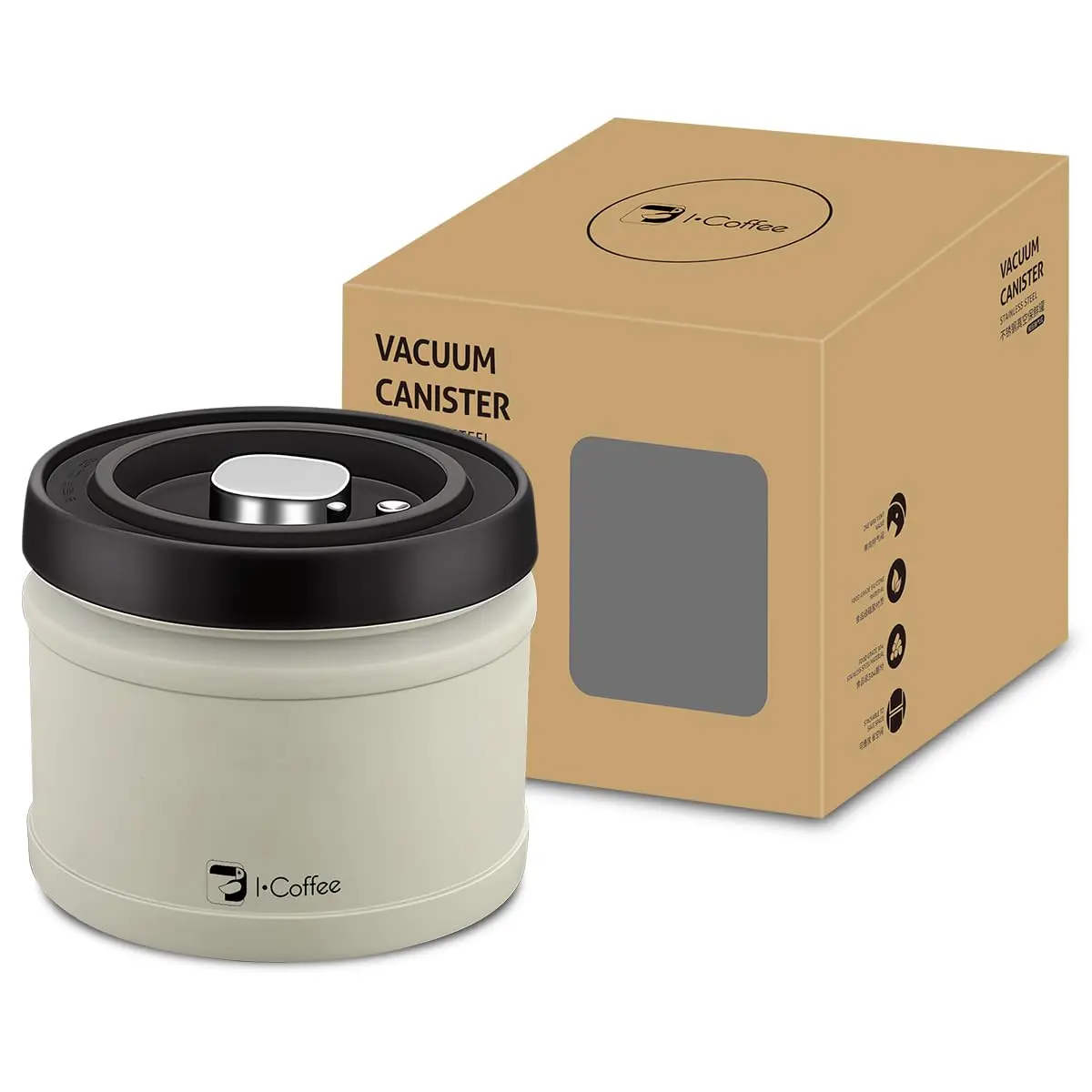 iCoffee Recipiente Hermético Selado a Vácuo,Inox 304 (1100, Millilitros) | 760-1600ml para Café e Comida - 1