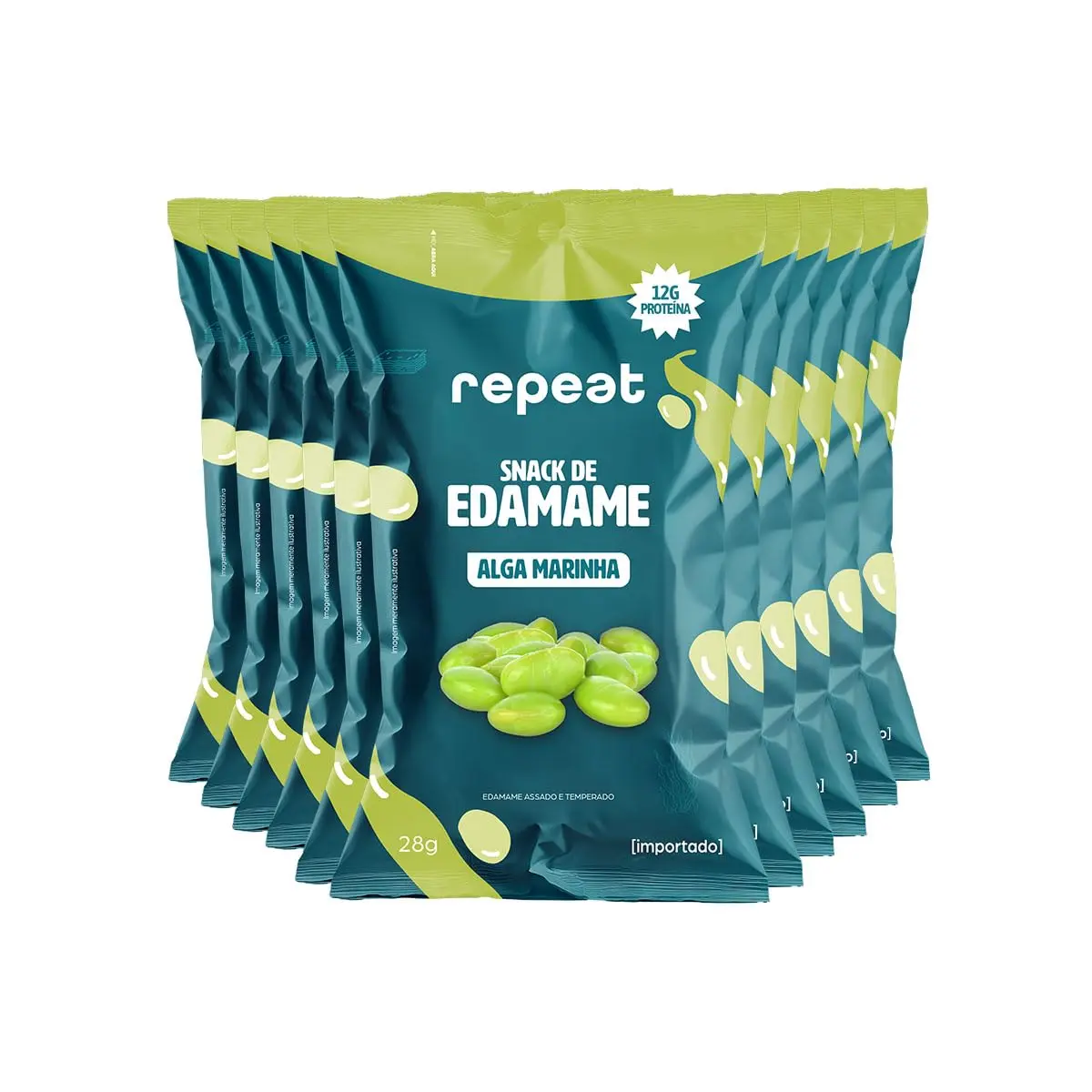 Repeat, Snack de Edamame com 13g de proteína por embalagem de 28g | Kit com 10 unidades | Snack Crocante | Naturalmente Proteico (Alga Marinha) - 1
