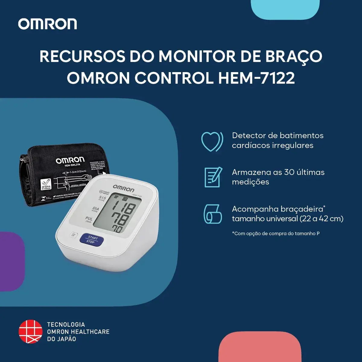 Monitor De Pressão Arterial De Braço Comfort Hem-7122 Omron Cor Branco thumbnail 4