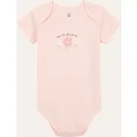 body de algodão infantil bom dia flor do dia rosa