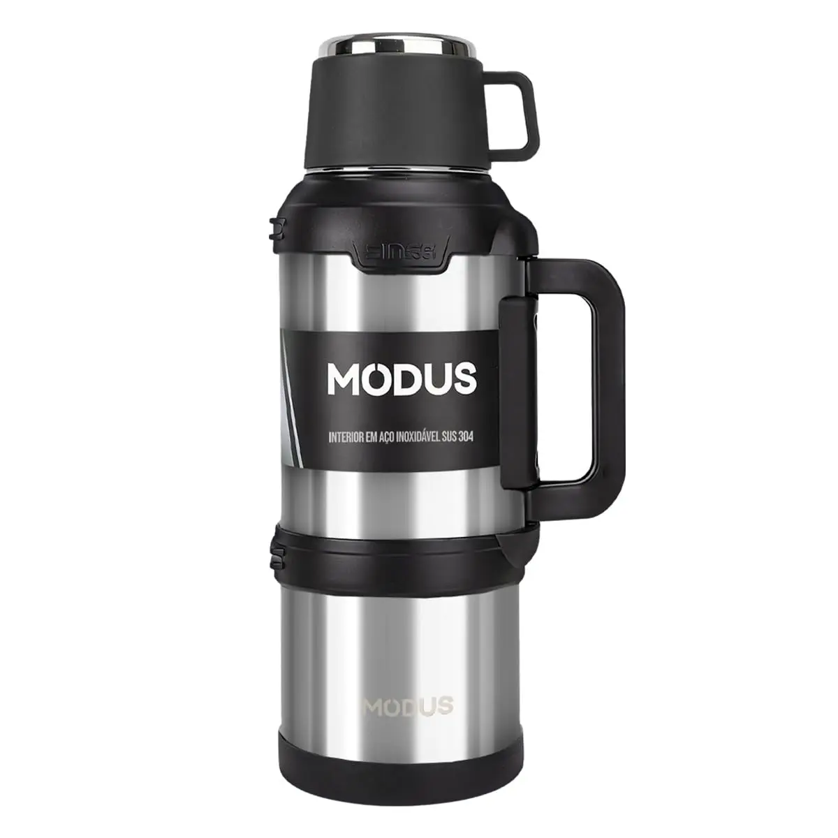 3600mL Garrafa Térmica De Aço Inox Grande Capacidade Prata | com Base Emborrachada Anti Derrapante e Alça Dobrável - 1