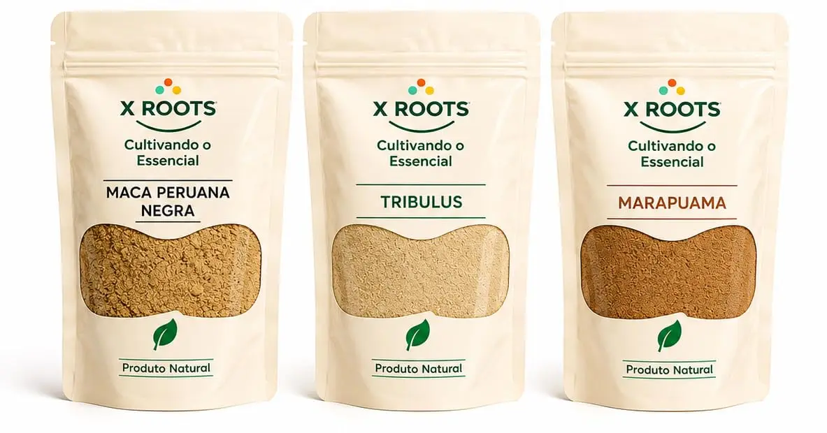 Kit Vitalidade Masculina X Roots – Maca Peruana Negra, Trib. e Marapuama – Mix Natural Premium em Pó para Bebidas e Receitas - 1