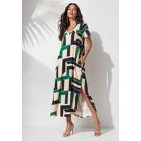 Vestido Midi Abapã Malha com Bolso Estampa Chapada de Areia - 1