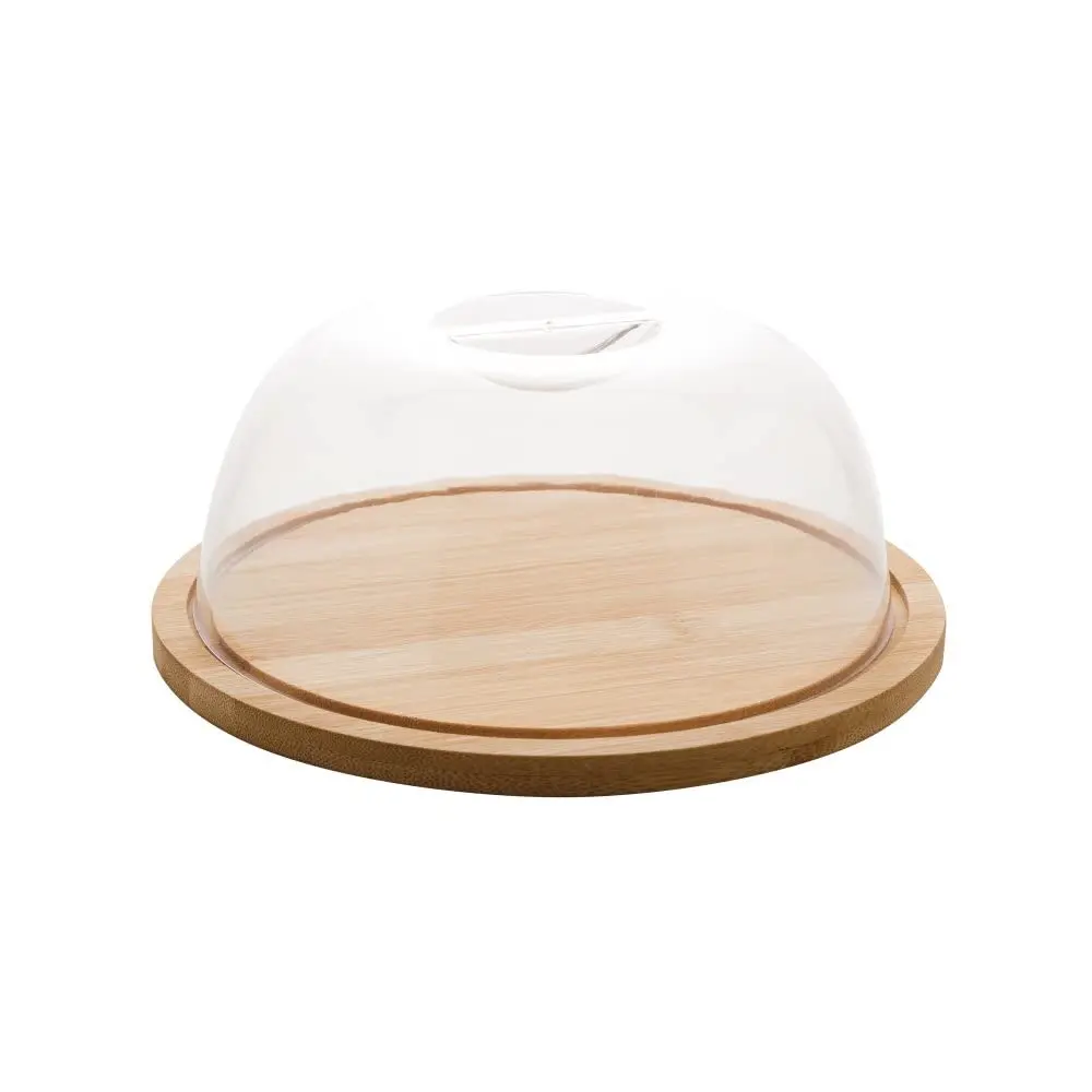 LYOR - Prato para Queijo de Bambu com Tampa em Plástico 18,5cm x 18,5cm x 8cm - 1